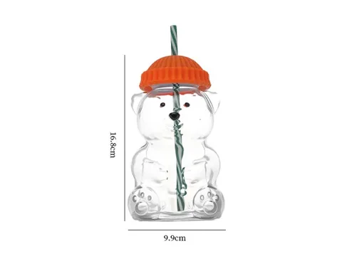 () Bear Shaped Glass Beverage Bottles — view 2