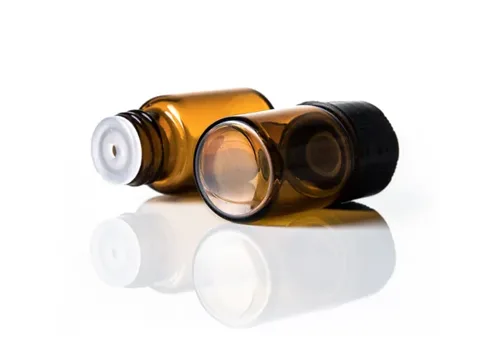 Amber Essential Oil Glass Bottles with Black Caps — view 2