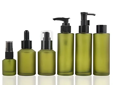15-200ml Frosted Green Empty Glass Lotion Bottles