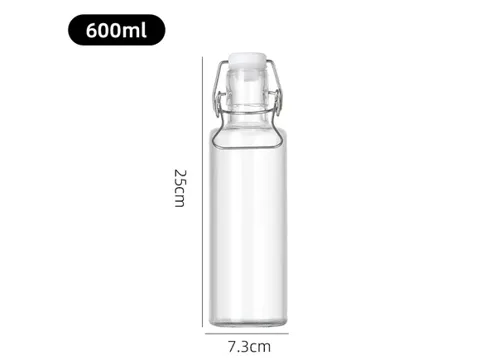 Cylinder Clear Glass Bottles With Swing Top Lids — view 2
