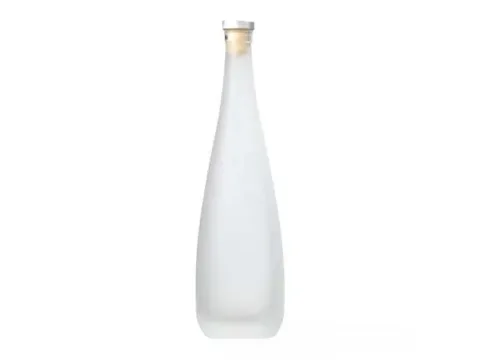 () Frosted Clear Glass Beverage Bottles With Lids — view 2