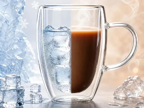 Double Wall Glass Cup With Handle Coffee Mug — view 3