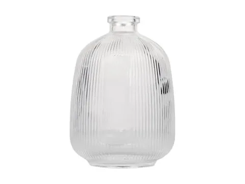 Striped Glass Round Liquor Bottle — view 1