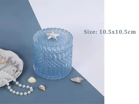 Blue Glass Candle Jars with Lids — view 2