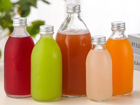 Frosted Glass Juice Soda Bottles with Lids — view 2