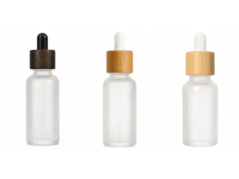 Amber Frosted Glass Essential Oil Bottles with Dropper — view 3