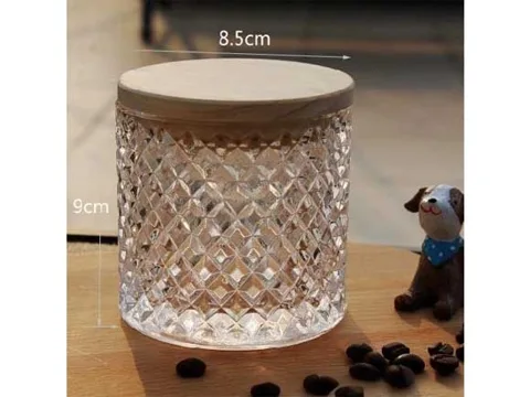 Round Embossed Glass Candle Jars With Wooden Lids — view 2