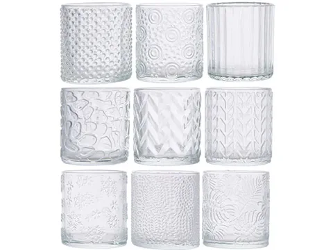 Clear Embossed Glass Candle Jars — view 1