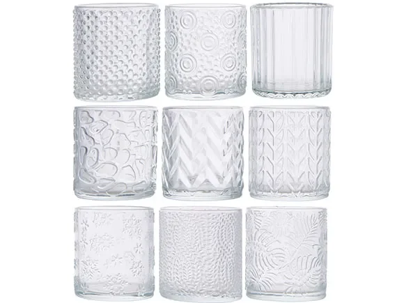 Clear Embossed Glass Candle Jars — main view
