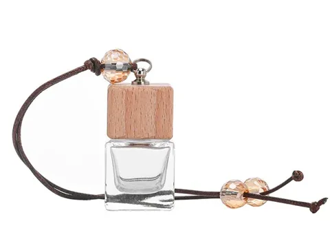 Glass Car Hanging Bottles with Wooden Caps and Hanging