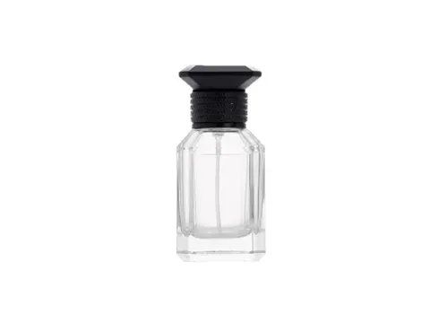 Glass Perfume Bottles With Black Lids — view 2