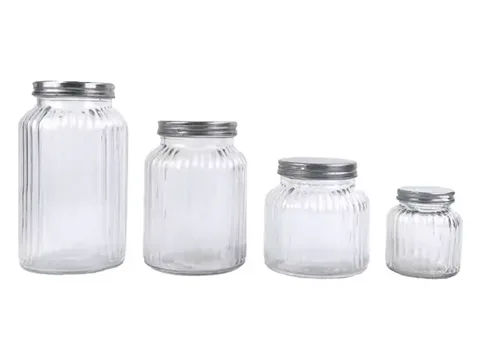 Ribbed Glass Jars with Meta Lids