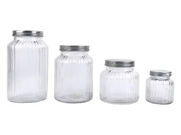 Ribbed Glass Jars with Meta Lids — main view