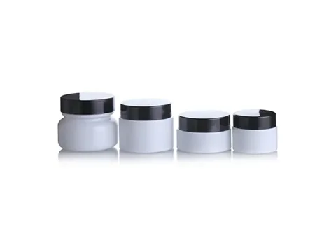 White Glass Cream Jars — view 1