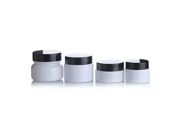 White Glass Cream Jars — main view