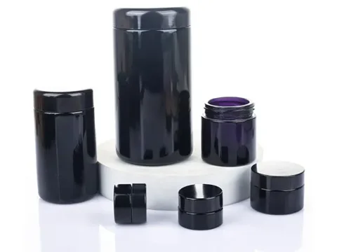 Black Dark UV Violet Glass Weed Cannabis Stash Jars — view 6