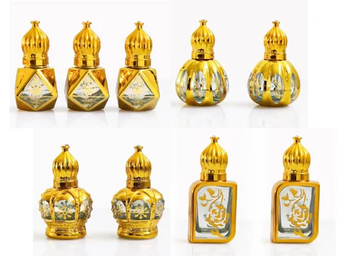 Golden Electroplated Oud Glass Essential Oil Bottle — view 3