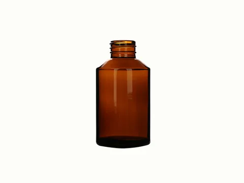 Amber Shoulder Spray/Pump Round Glass Lotion Bottles — view 2