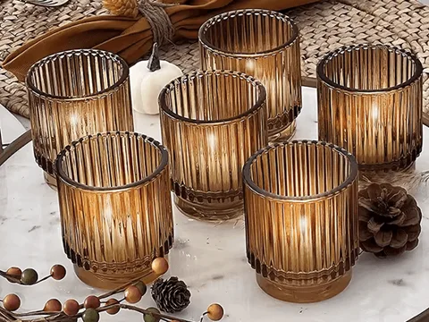 Glass Amber Candle Jars — view 3