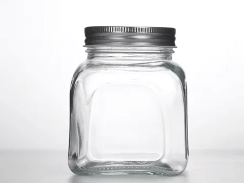 Square Glass Jar With Metal Lid — view 2