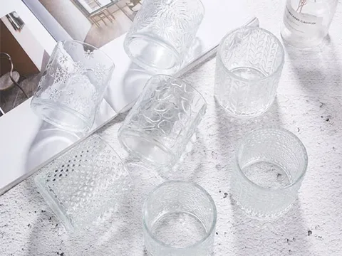 Clear Embossed Glass Candle Jars — view 2
