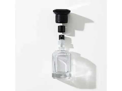 Glass Perfume Bottles With Black Lids — view 3