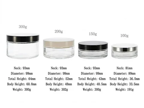 Wide Mouth Glass Cream Cosmetic Jars with Lids — view 3