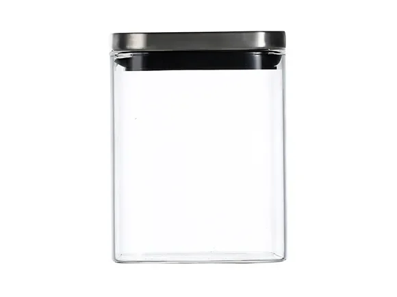 Square Borosilicate Glass Bottles with Lids — main view