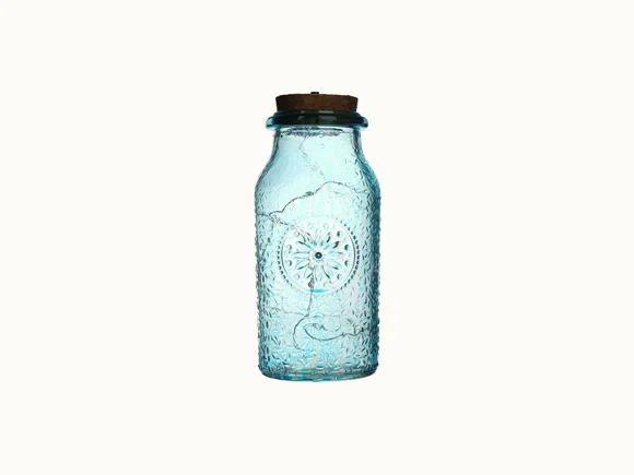 Blue Glass Embossed Decoration Bottle — main view