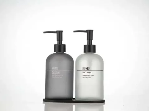 Frosted Glass Hand Sanitizer Soap Bottles With Pump