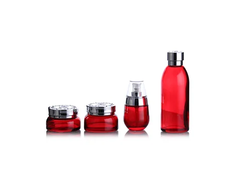 Red cosmetic bottle lotion bottle skincare — view 3