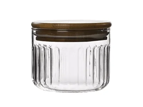 Kitchen Organizer Glass Food Jar with Bamboo Lids
