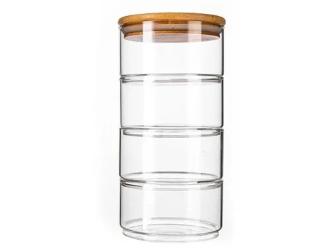 Borosilicate Stackable Clear Glass Storage Jars With Lids — view 2