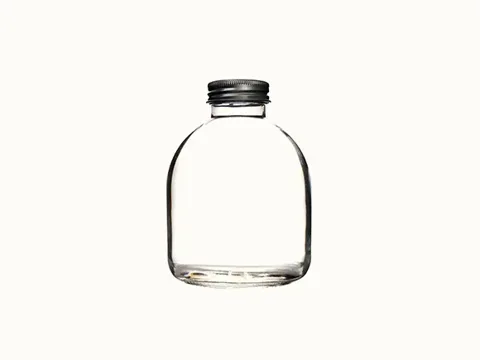Clear Round Glass Milk Tea Beverage Juice Bottle with — view 3