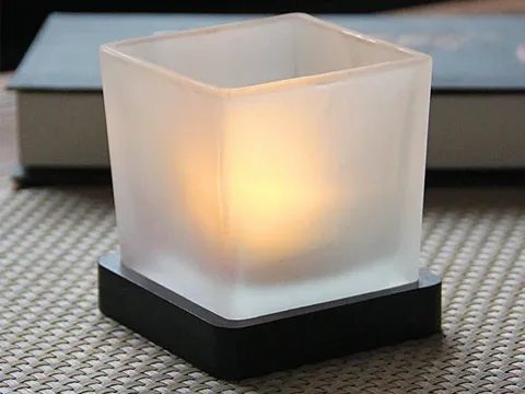 Clear and Frosted Square Glass Candle Jars with Lids — view 3