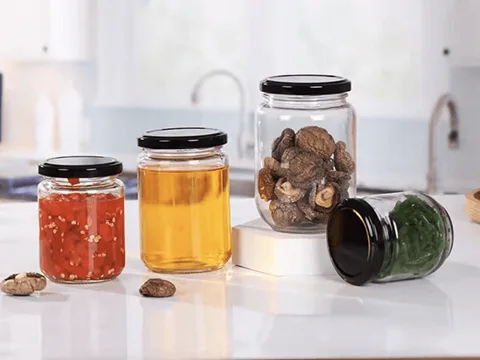 Round Glass Food Storage Jar with Metal Lid — view 2