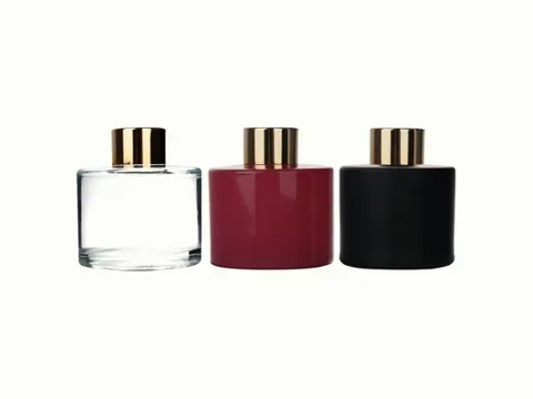 Clear/Red/Black Round Glass Diffuser Bottles — view 1