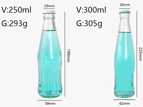 Clear Glass Soda Bottles with Crown Caps Juice Beverage — view 2