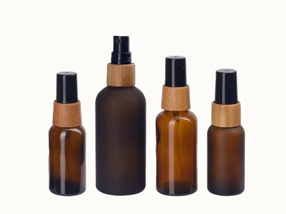 Frosted Amber Glass Cosmetic Bottle — main view