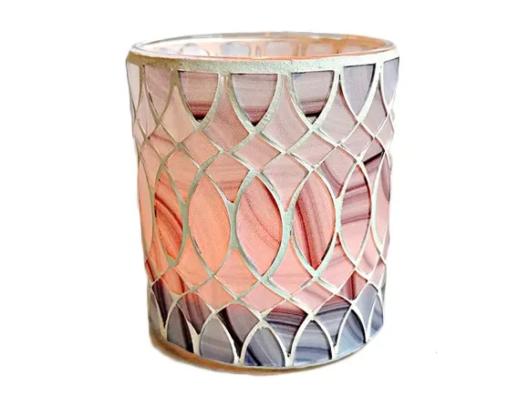 Light Grey Glass Candle Holder — main view