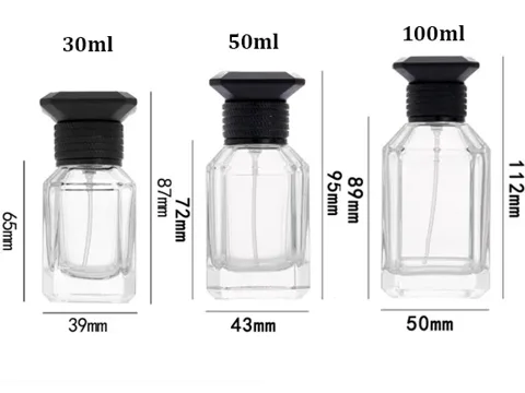 Glass Perfume Bottles With Black Lids