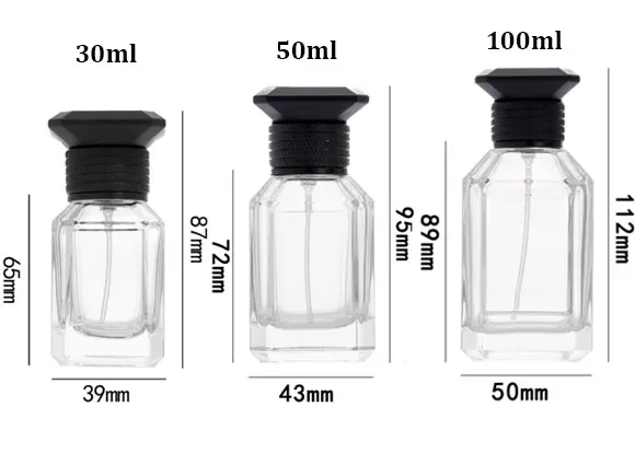Glass Perfume Bottles With Black Lids — main view