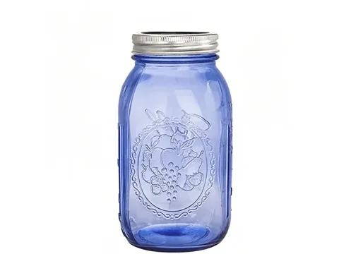 Blue Amber Glass Pickle Jars with Airtight Lids