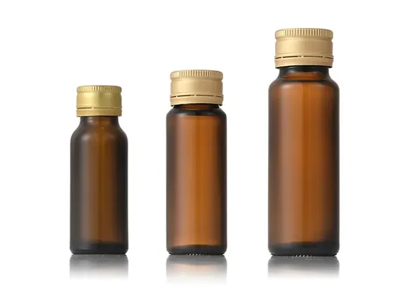Straight Amber Glass Liquid Medicine Bottle with Lids — main view