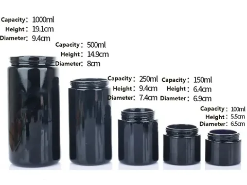 Black Dark UV Violet Glass Weed Cannabis Stash Jars — view 2