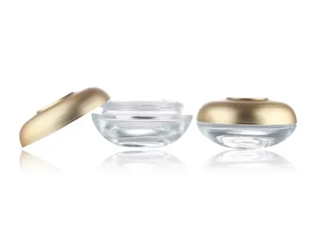 Glass Cosmetic Cream Jars with Golden Lids — view 2