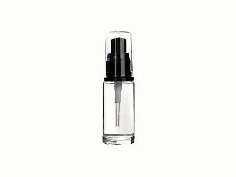 Clear With Pink/Gray/Black Lid Sprayer/Pump Round Glass Lotion Bottles