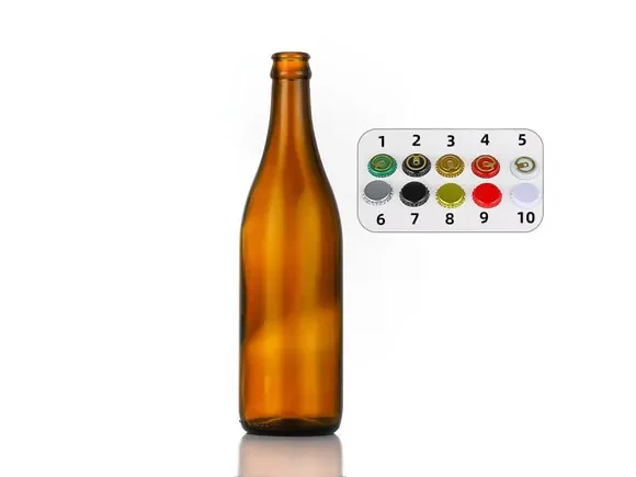 () Amber Glass Beer Bottles with Caps — main view