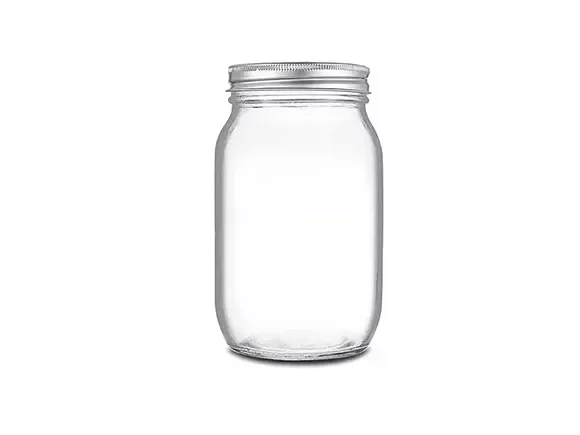 Round Glass Food Storage Jars with Silver Metal Lid — main view