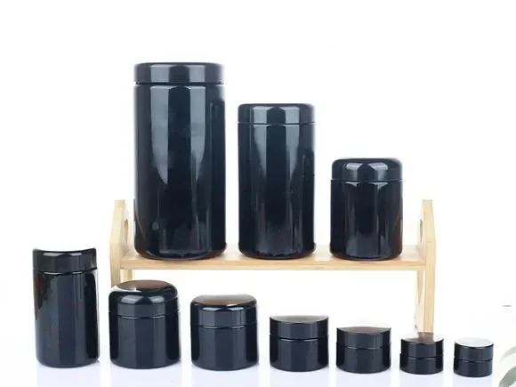 Black Dark UV Violet Glass Weed Cannabis Stash Jars — main view